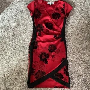 Almost Famous Black and Red Asymmetrical Sheath Dress